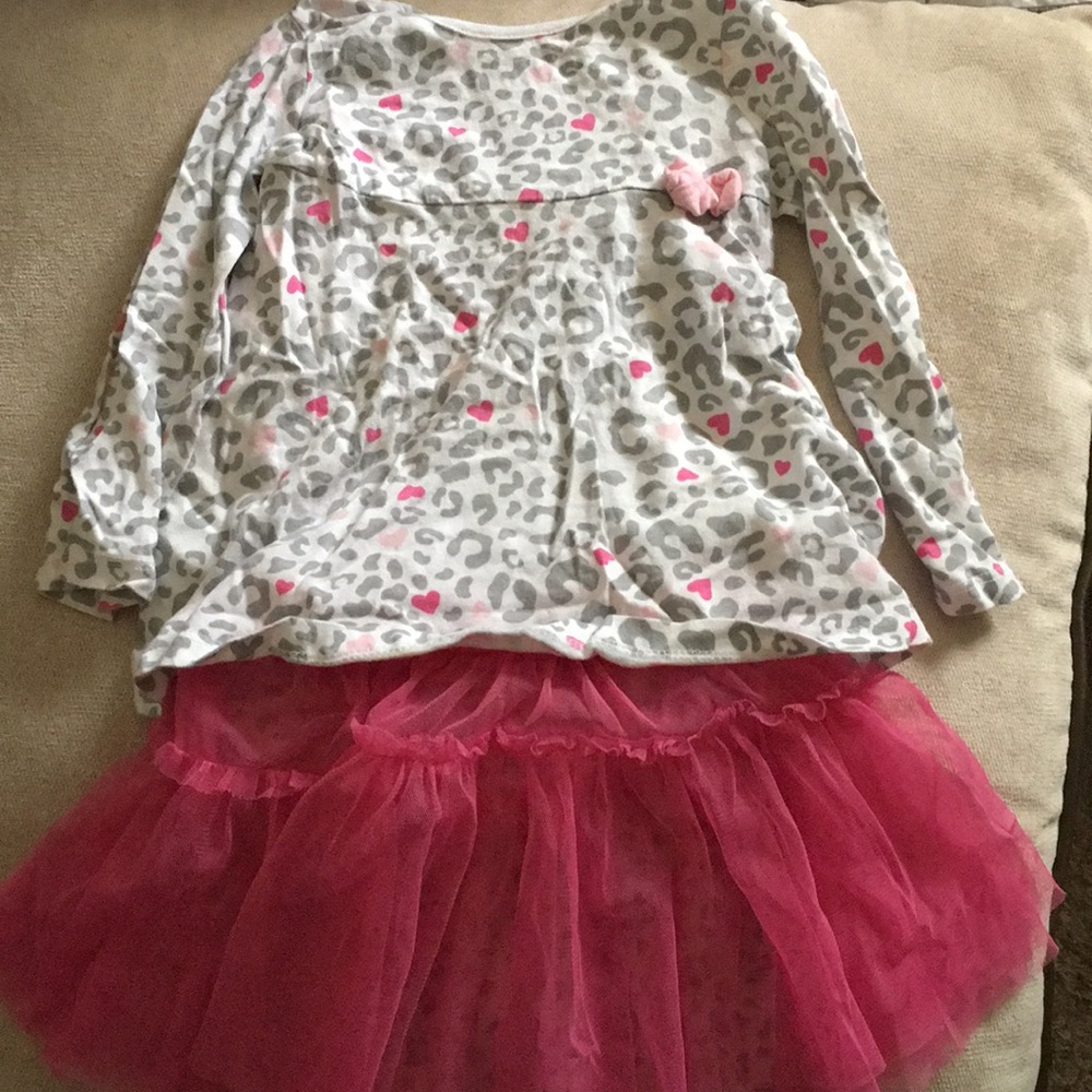 Leopard print Long Sleeve TuTu Leggings Set. 24M